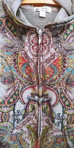 Unity World Wear junior's size S gray studded full zip hoodie