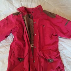 New River Sports   Warm Red Jacket With Brown Leather Accents (Large)