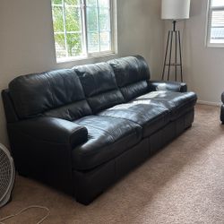 Dark Brown Leather Sectional 