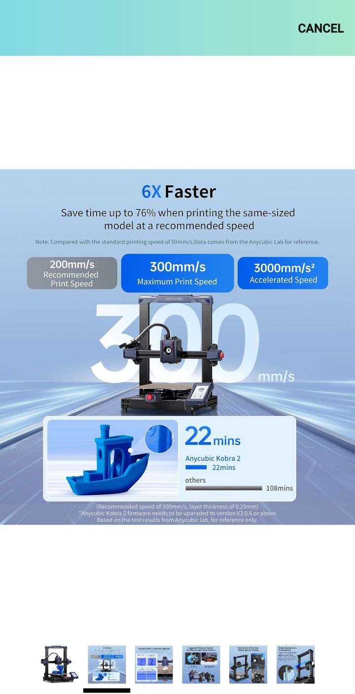 ANYCUBIC Kobra 2 3D Printer, 5X Faster Speed Auto Leveling Pre