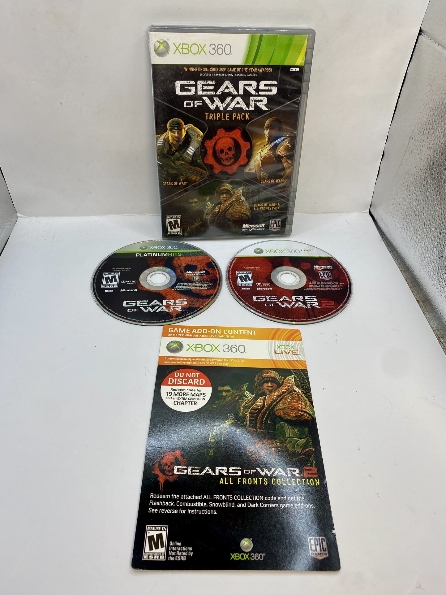 Gears of War Triple Pack (Microsoft Xbox 360, 2011) CIB Tested Authentic