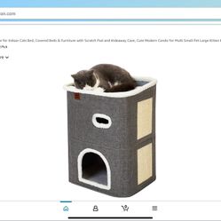 CATBOAT 2-Storey Cat House for Indoor Cats Bed