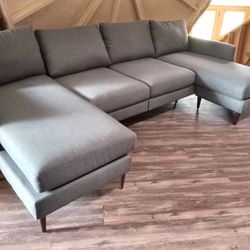 Allform Teal 4 Seat Sofa With Double Chaise 