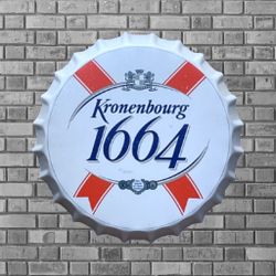 14” Kronenbourg 1664 Bottle Cap Metal Tin Sign
