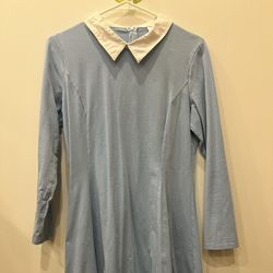 Cosplay Baby Blue Dress With White Collar Dress