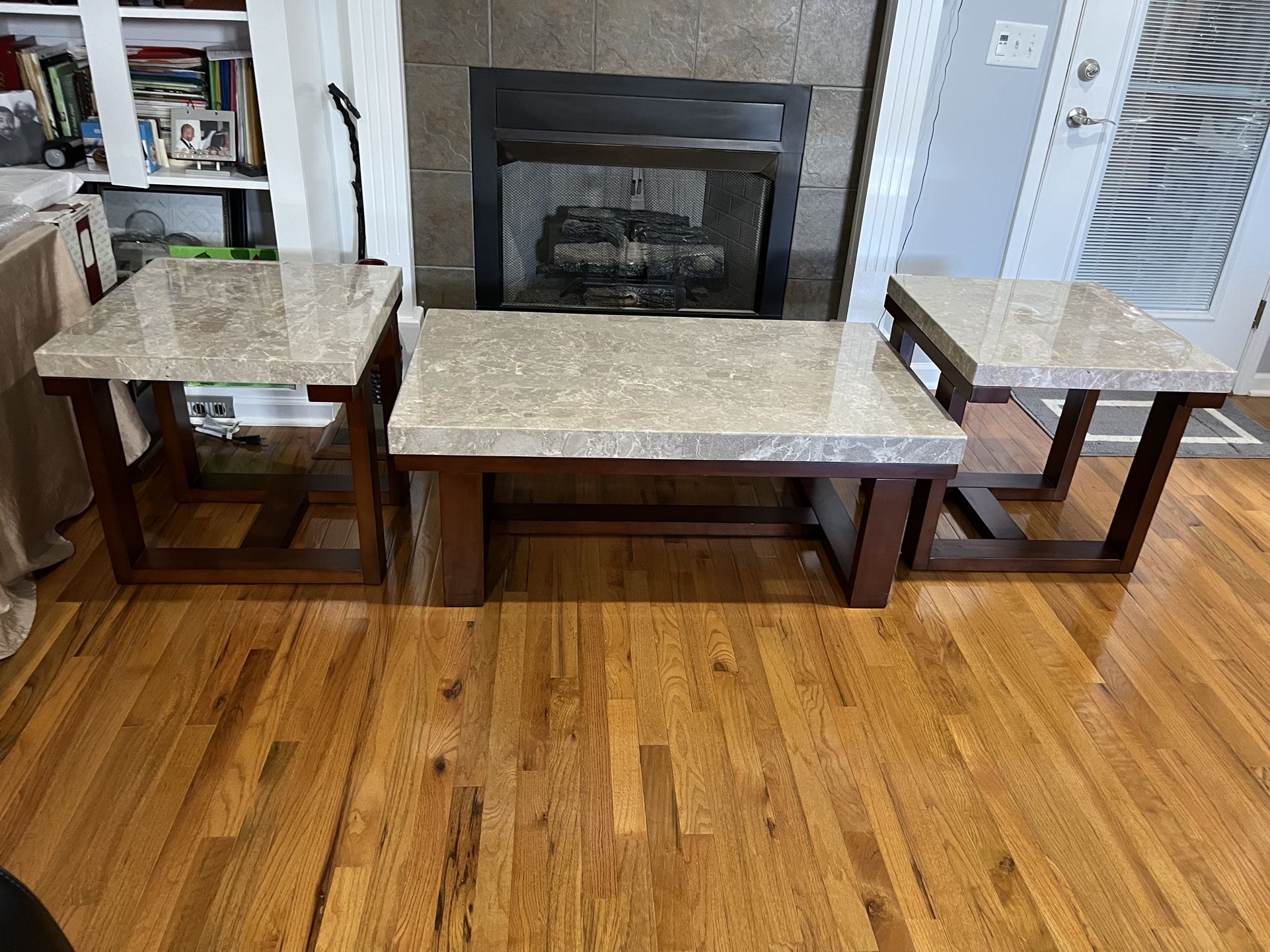 Marble/Cherry Wood Coffee Tables 