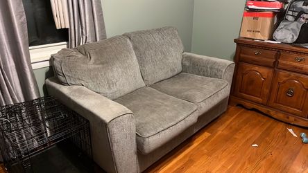 Gray Fabric Two-Seat Loveseat Sofa