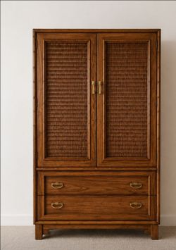 Lane 1970's Faux Bamboo and Rattan Wardrobe