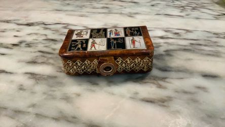Egyptian Decorative Trinket Box with Enamel Tiles