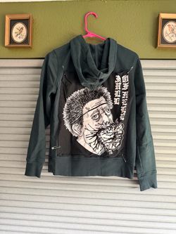 Dark Green Patched on Full of Hell Graphic Hoodie