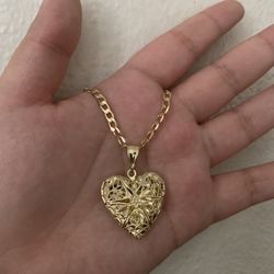 Gold Dipped Locket Heart Necklace