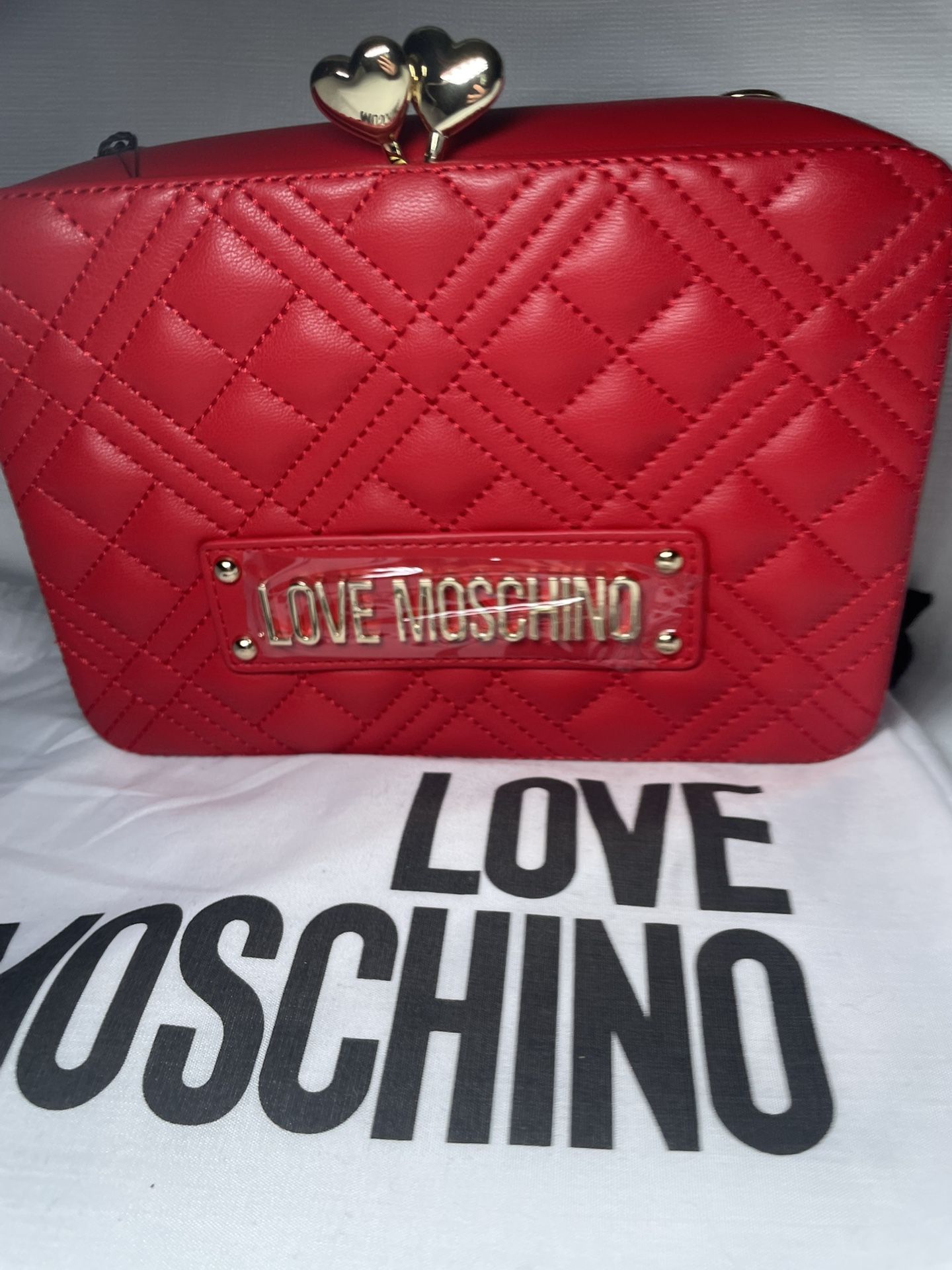 Love Moschino Logo White Cover Red Mini Bag Women's , New
