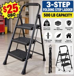 Medical King 3-Step Folding Step Ladder – 500 lb Capacity – New