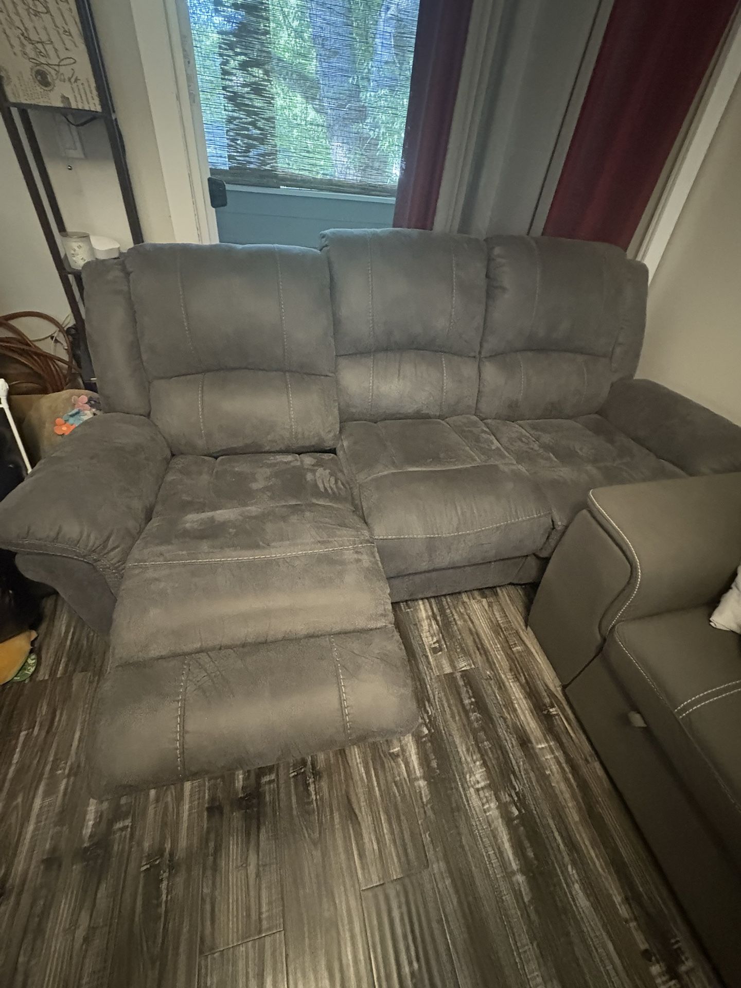Grey reclining couch