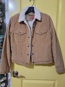 Levi's Tan Corduroy Sherpa-Lined Trucker Jacket