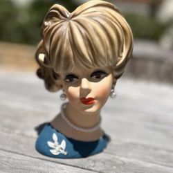 RARE Vintage Napcoware Blue Dress Head Vase 1960s EXCELLENT Condition C7473