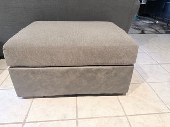 Large Square Upholstered Ottoman-Gray