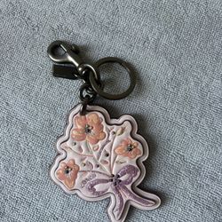 Coach Cherry Blossom Flower bouquet Leather Bag Charm keychain.