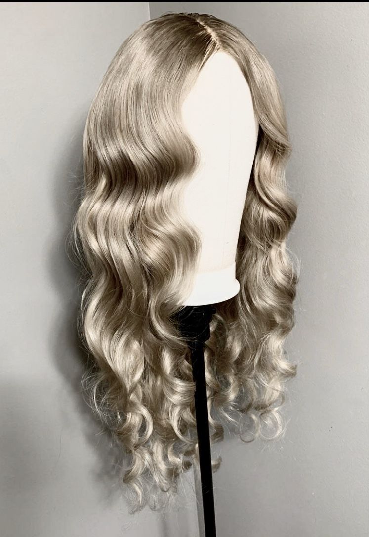 22” human hair silver blonde wig