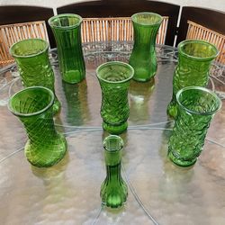 Collection Of 8 Emerald Green Vases $5 Each 1 Baby vase(PGC)1 EO Brody, 6 Hoosier Glass