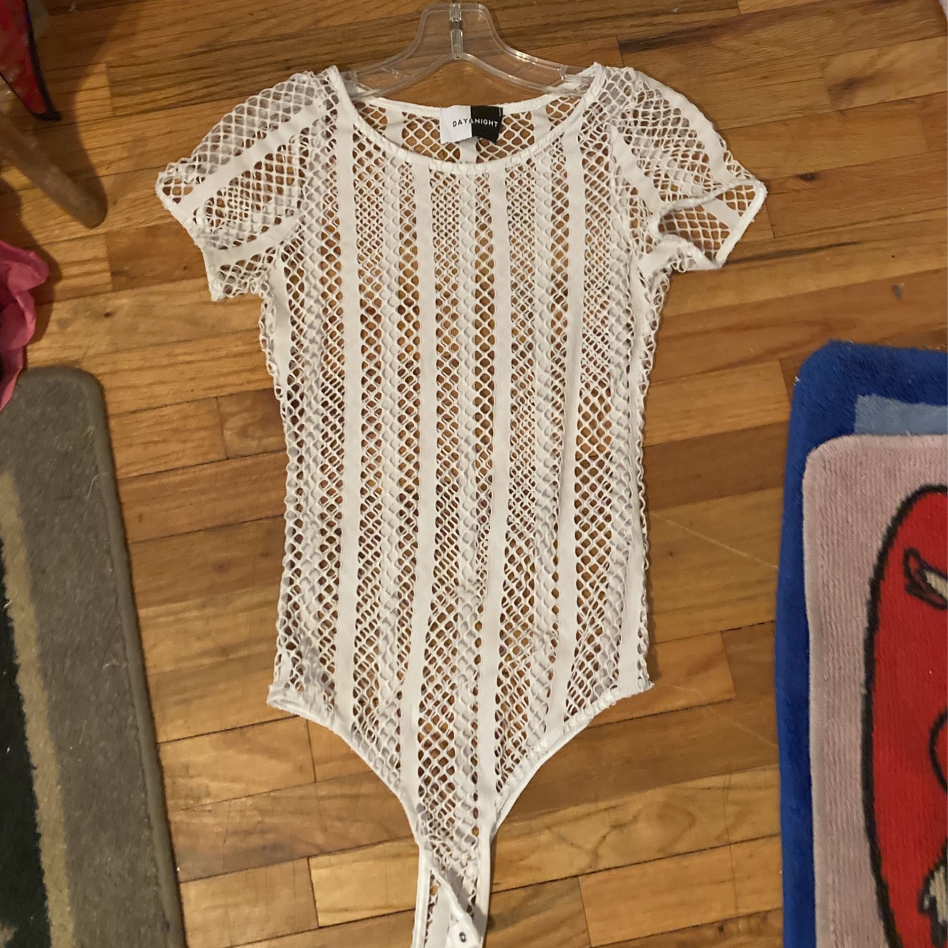 White fishnet bodysuit