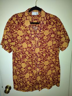 ASOS Orange and Red Floral Print Shirt Sz S