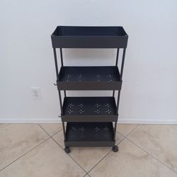 4-Shelf Black Rolling Cart Tray Holder