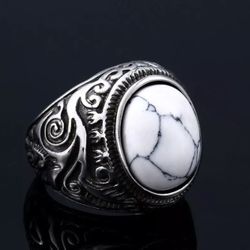 High Quality Stainless Steel White Stone Ring 
