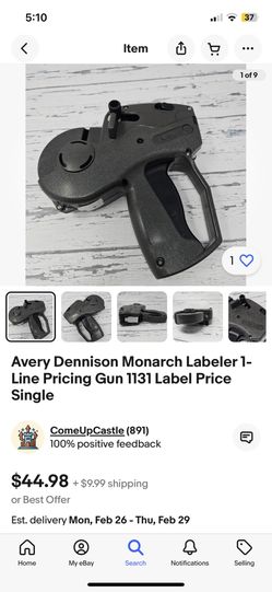 Avery Dennison Monarch Labeler 1-Line Pricing Gun 1131 Label Price Single