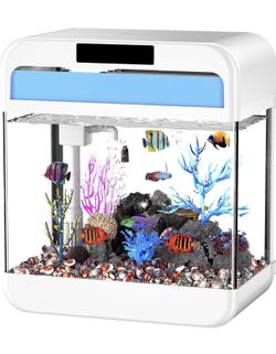 Fish Tank Aquarium 2.2 Gallon with Adjustable 3 Color Light Bead Self Cleaning 3 in 1 Pump with Filteration, Oxygenation, Water Circulation Triple Fun