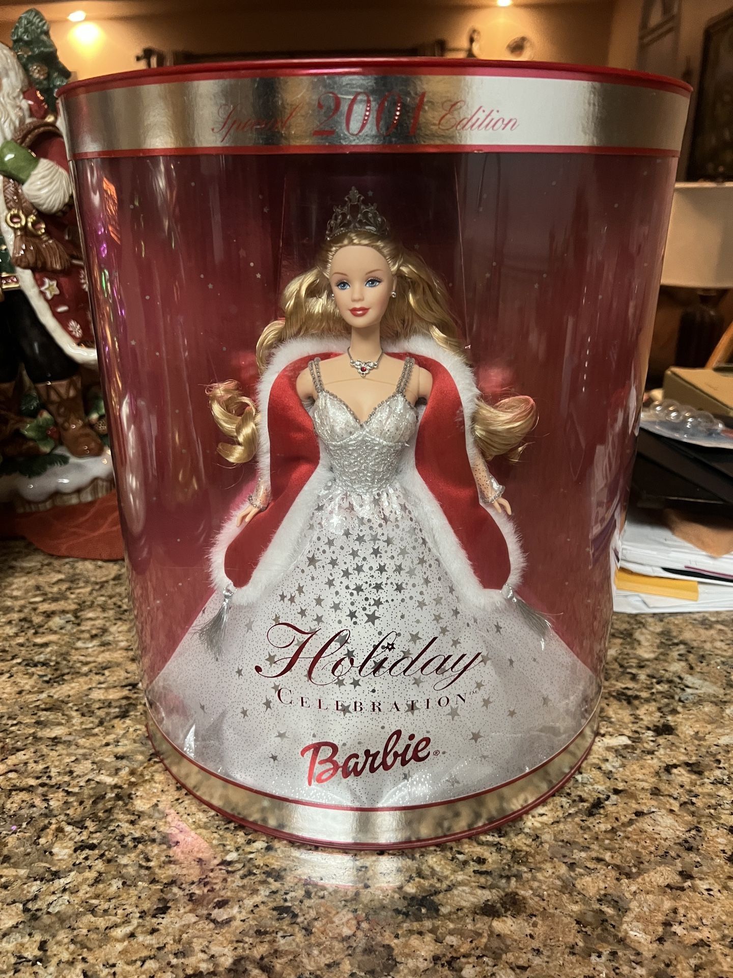 2001 Holiday Celebration Barbie Doll, a Special Edition collectible from Mattel