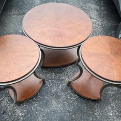 3-Piece Round Wood Table Set – Only $100 for All