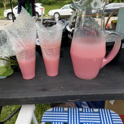 Vintage Cobbler Pink Glass Set 