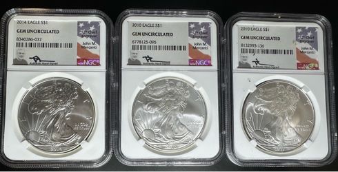 U.S. Mint - Silver Eagles -  Gem Uncirculated - QTY 3