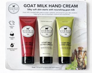 Dionis Goat Milk Hand Cream Set 3pc 2.5oz Sugarberry Vanilla Chai Crisp Pear