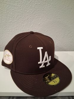 MLB New Era La Dodgers 59fifty Walnut color with  white logo  pink underneath with 1980  Allstar patch Fitted Hat  7 3/8 $35