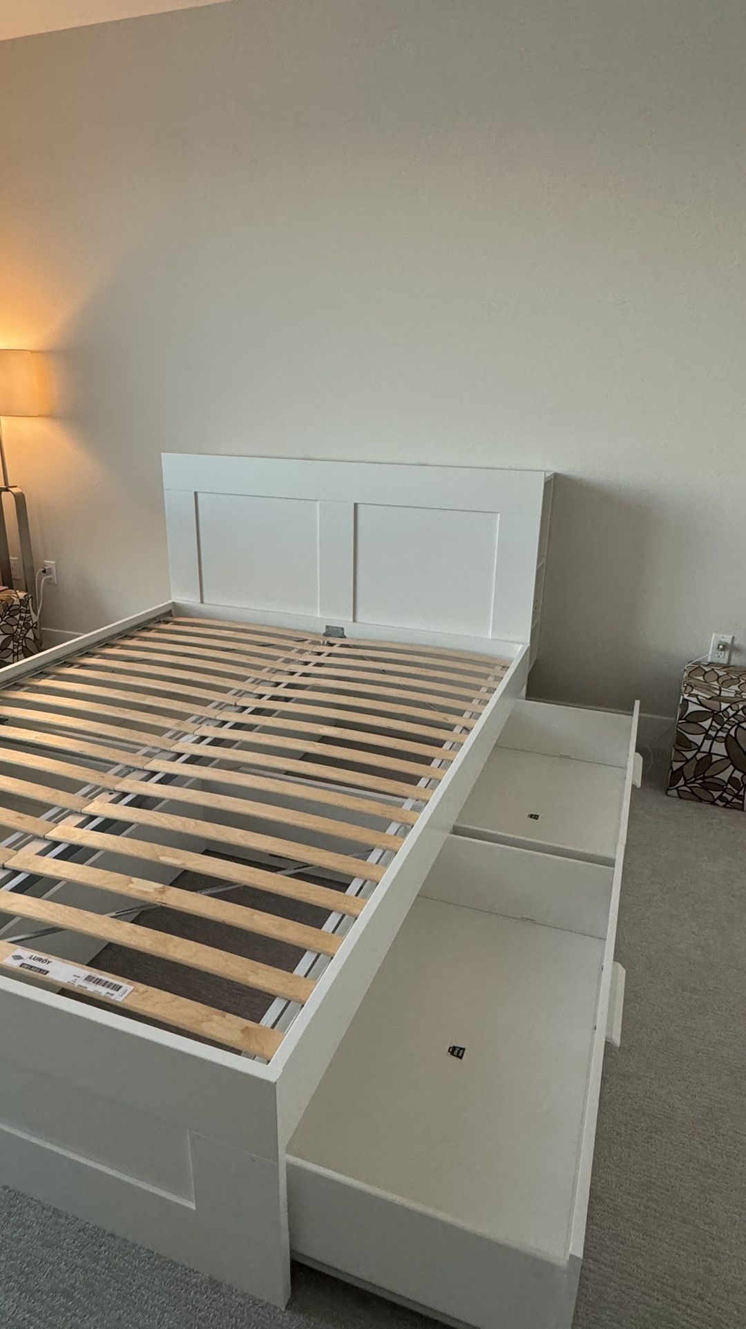 IKEA Bed Frame Queen Size With Storage And Headboard white
