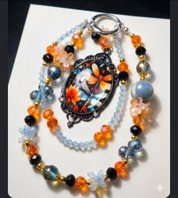 Handmade Dragonfly Cameo Beaded Keychain