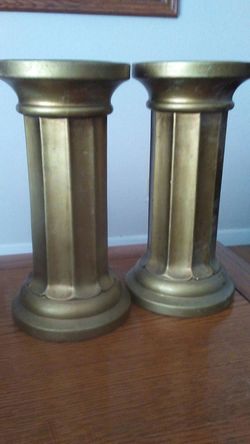 Two candle holder pillars - 10" tall