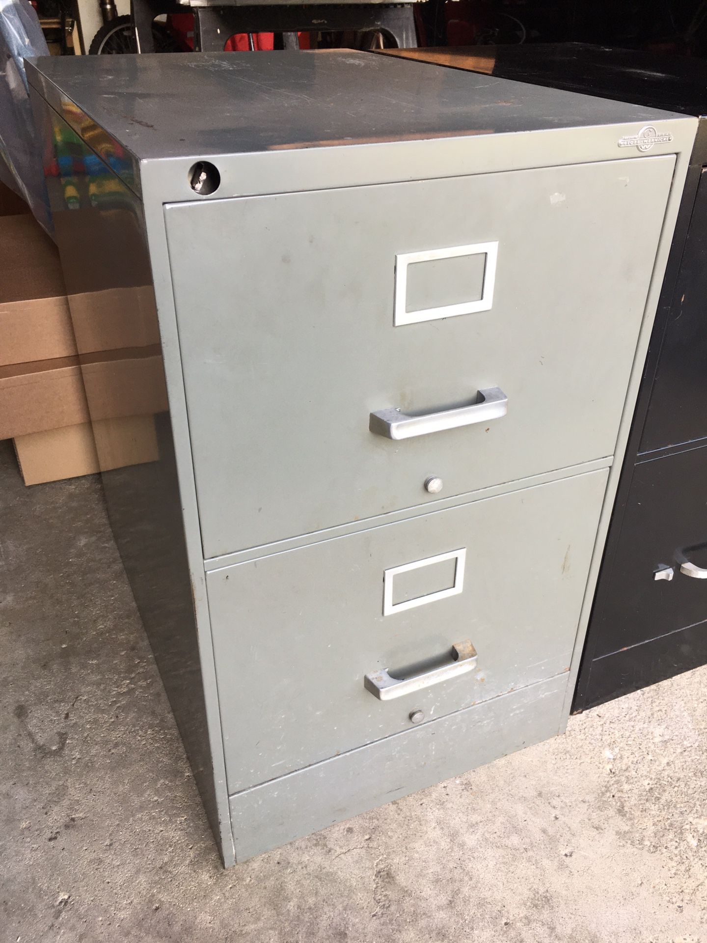 Vintage Metal Filing Cabinet - Legal Size - Gray