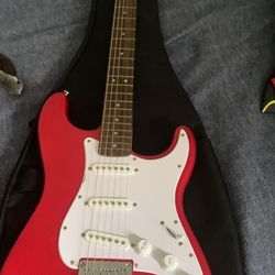 Fender Red Glitter Electric Guitar Plus Fender Carry Case Small Damage. Taking Cash Or Apple Pay