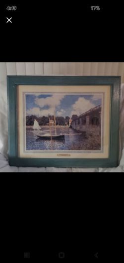 Mother's Day Sale! - Framed Monet Sailboat Print - Blue Frame
