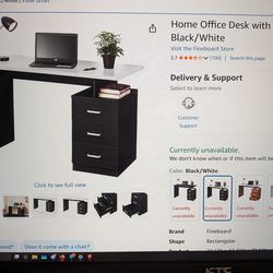 Black and white desk with drawers