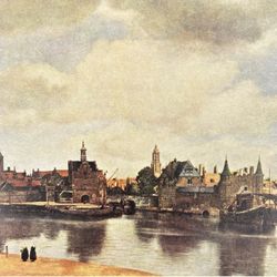 Johannes Vermeer View of Delft Original Vintage Fine Dutch Art Print 1930’s USA Printed Antique Collectible