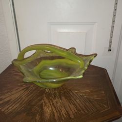 Green Glass Bowl 