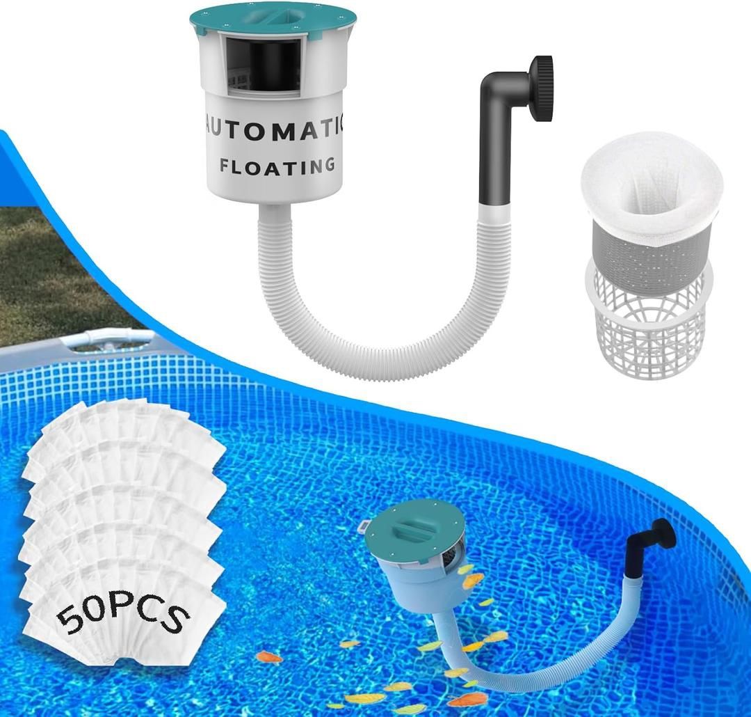 Surface Float Skimmer,2025 Upgrade,No Installation Required, no Adjustable Bracket Required,Comes with 50 Filter Socks, Perfect for Women ((((Turquois