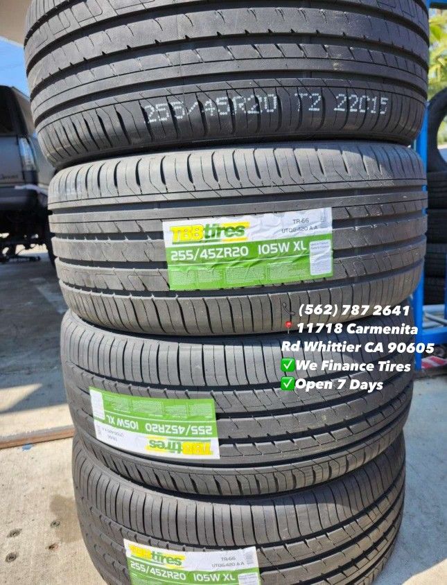 255/45R20 TBB Set of Tires Installed and Balanced Set de Llantas Nuevas Instaladas y Balanceadas