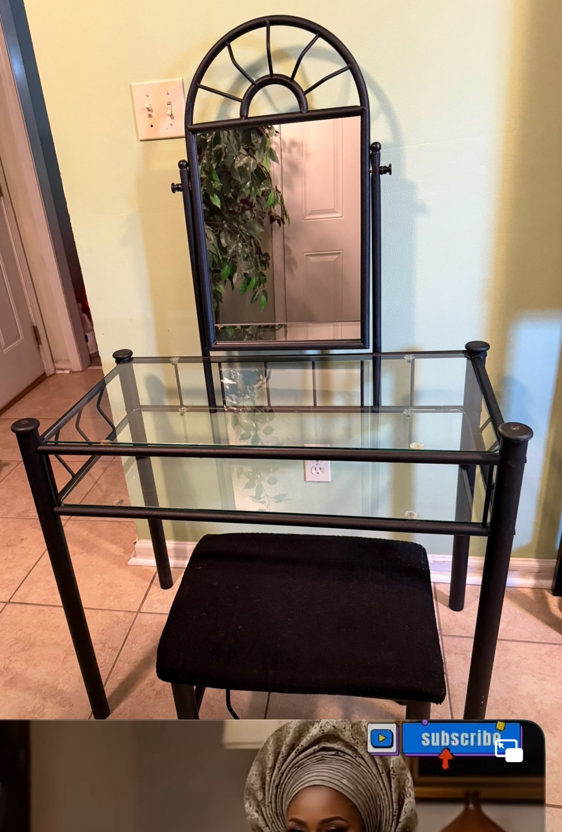 Glass Vanity Desk with a Mirror