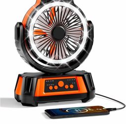 Tent Fans for Camping Hanging Fan Rechargeable with Light, 20000mAh Battery Operated Fan Portable, 90° Oscillation Fan& 120° Tilt, Timer, Remote Contr