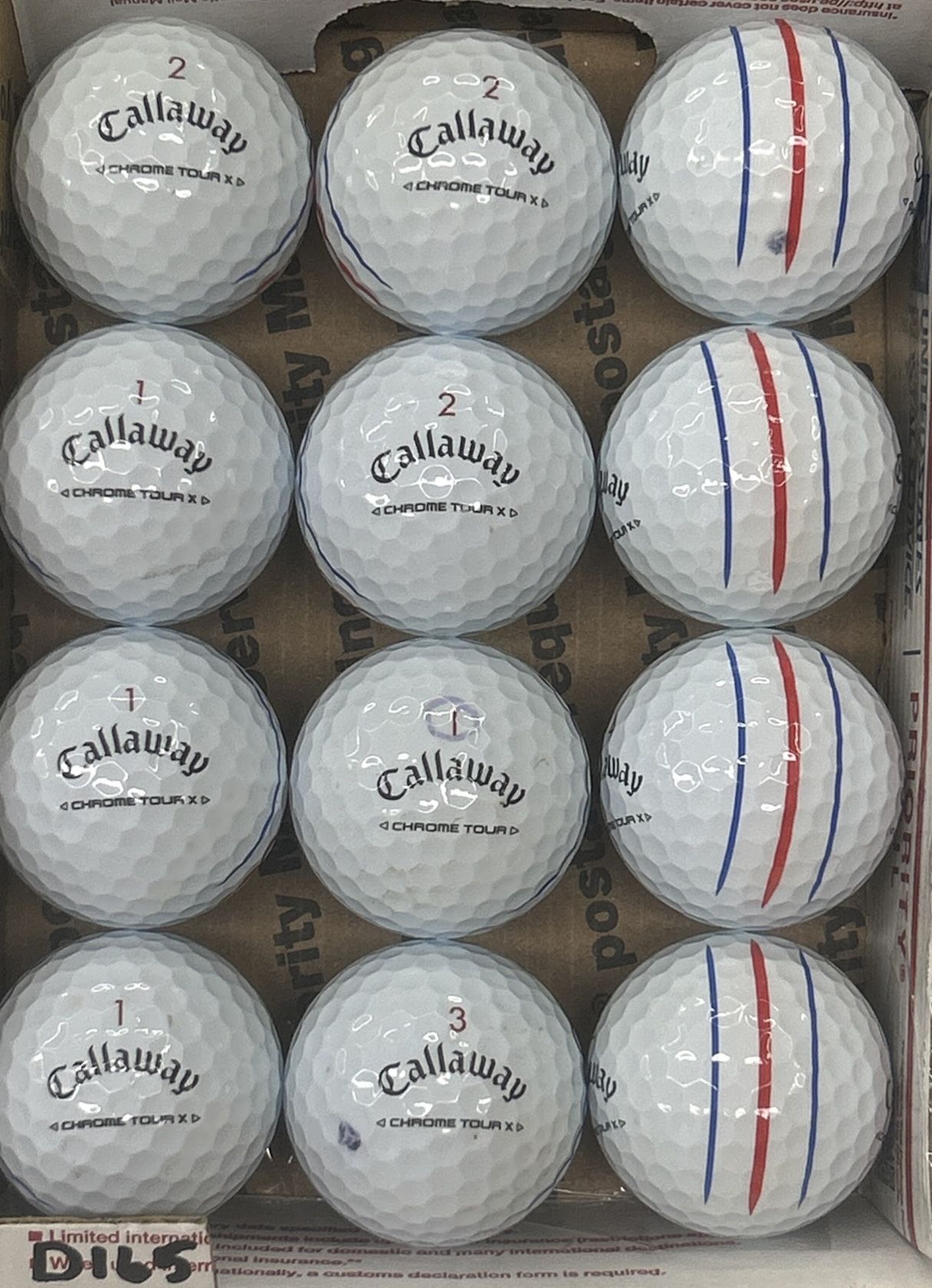 12 Callaway Chrome Tour X Triple Track White Golf Balls 5/4a Lot D165